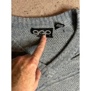 Vintage 80s GAP Women’s Wool Blend Sweater Light Blue V-Neck Pullover Medium